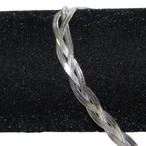 Braided Silver Tone Choker Necklace - Picture 3 of 3